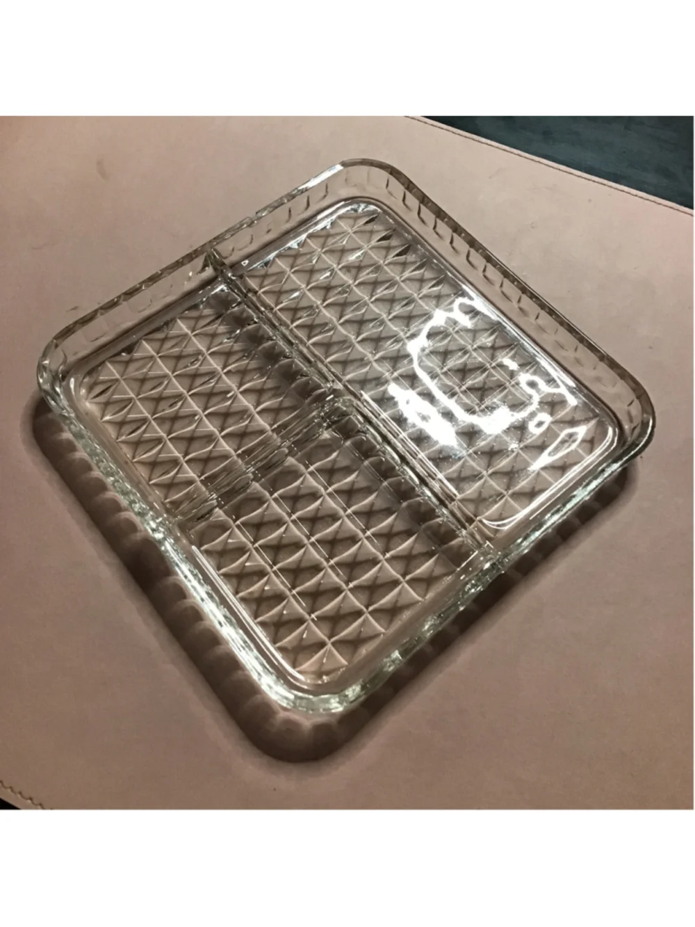 Clear Glass Divided Serveware Tray 8 x 8 inch